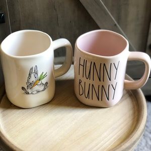 Rae Dunn pink hunny bunny mug & mug w bunny on it